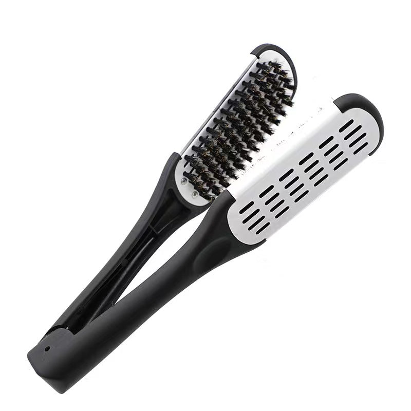 Double sided hair outlet brush for straightening hair